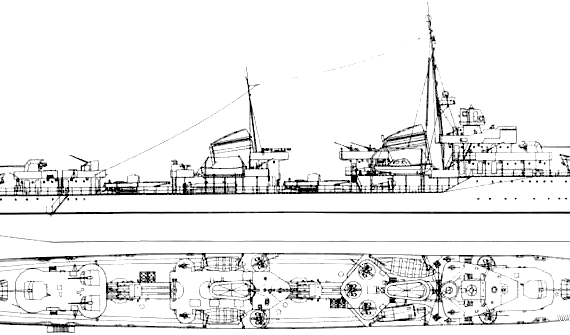 USSR destroyer Soobrazitelny 1943 [Project 7U Destroyer] - drawings, dimensions, pictures